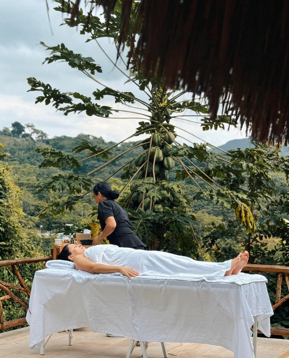 Masaje de relajación al aire libre en AD ECOVIDA